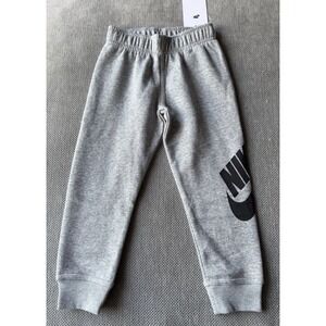 Nike Boys Jogger Sweatpants Gray Fleece Logo Pants Size 4 XS 3-4Y NWT